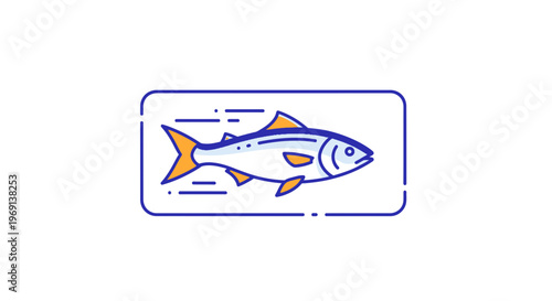 Stylized vibrant fish illustration representing aquatic life and seafood concepts in a sleek