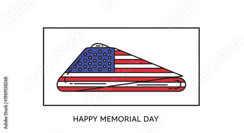 Respectfully folded American flag illustration for Memorial Day remembrance and national tribute
