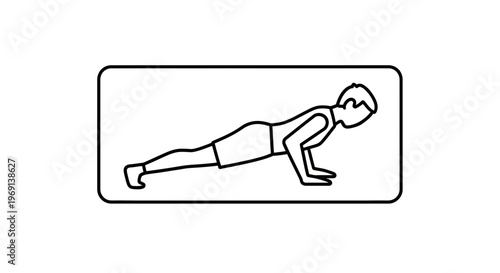 Simple line art illustration of a person performing a push-up for effective upper body training