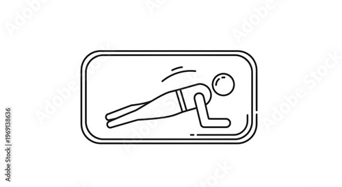 Minimalist line art illustration of a person performing a plank exercise for core strength