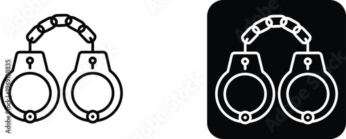 Black and white of chained handcuffs lock arrest