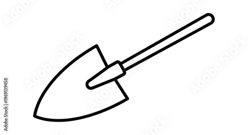 Simple outline drawing of a garden trowel tool for digging and planting in the soil