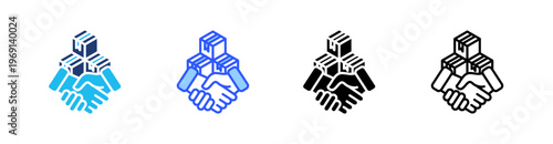 Supplier Collaboration Multi Style Icon Set Vector 