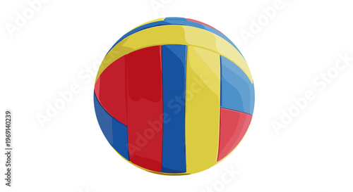 Colorful striped beach ball isolated on white background perfect for summer fun