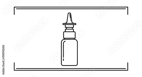 Modern vector line icon of a nasal dropper bottle, illustrating healthcare, allergy relief, and