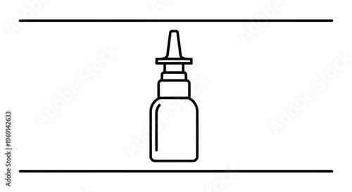 Essential medical nasal spray bottle line art illustration for allergy and cold relief design