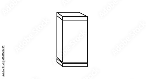 Minimalist vector line art illustration of a tall rectangular cuboid shape on a clean white