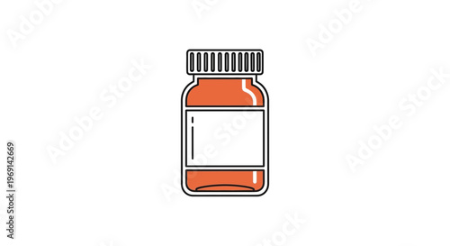Clean vector illustration of a generic orange medicine bottle with blank label for health concepts