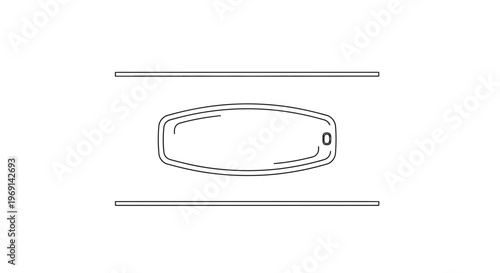 Minimalist graphic outline of an elongated capsule with a numeric detail between parallel lines