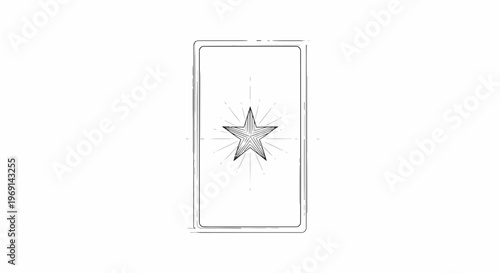 geometric stellar design framed by subtle hand-sketched lines on a minimalist canvas