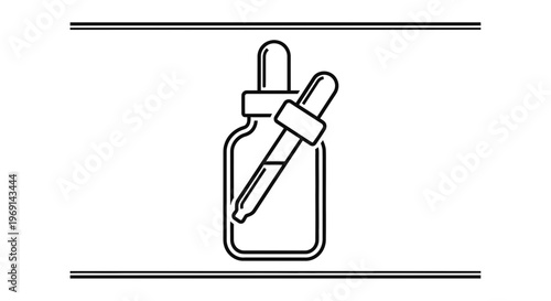 Minimalist black outline icon of a glass dropper bottle, perfect for scientific, cosmetic, or