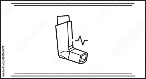 Essential respiratory medical device icon with a vital health pulse indicator illustration