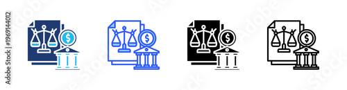 Fiscal Policy Multi Style Icon Set Vector 