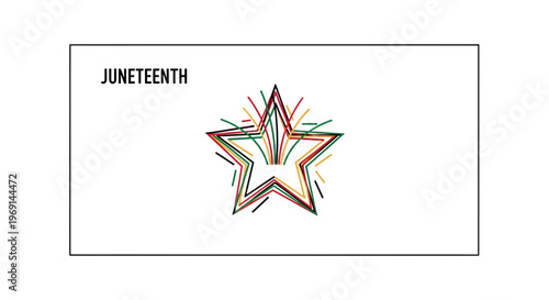 Abstract star design commemorating Juneteenth holiday with vibrant colors celebrating freedom and