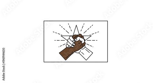 Interracial hand clasp symbolizing solidarity and collective power, promoting diversity and