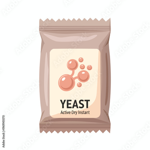 A pouch of active dry instant yeast, featuring a scientific illustration of yeast cells