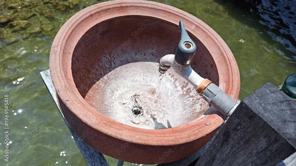 custom made wallpaper toronto digitalA simple handwashing station using a clay jar, offering a traditional and natural way to maintain hygiene with an earthy and rustic aesthetic.