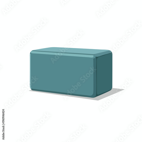 A rectangular, teal-colored block with rounded edges sits on a white background