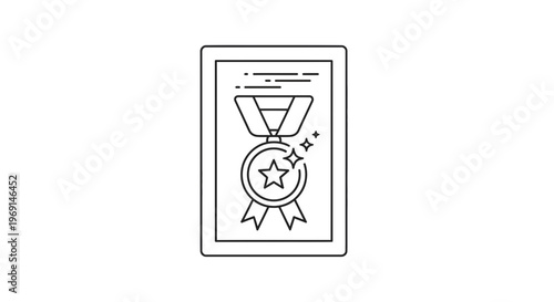 Framed honor badge line art icon signifying top-tier recognition and exceptional achievement in
