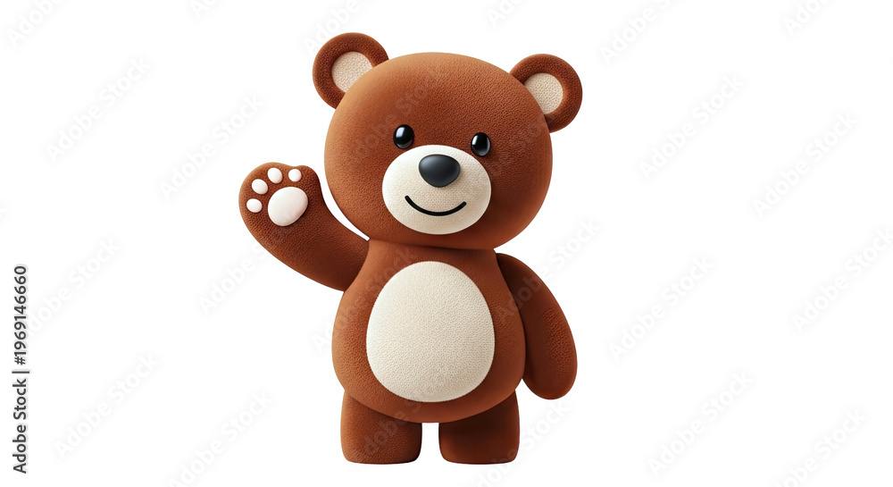 Fototapeta premium Brown Teddy Bear Waving Hello