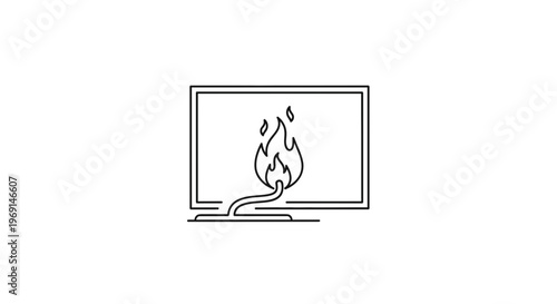 Streamlined graphic representing data destruction or technical malfunction through a monitor on