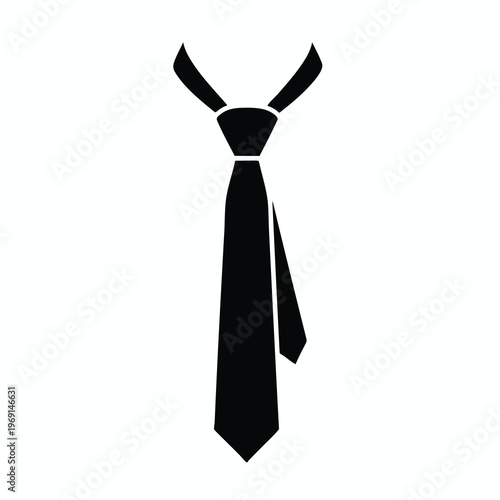 Black tie, a formal neckwear accessory, rendered as a silhouette against white