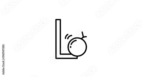 Modern graphic illustration featuring the letter L accompanied by a stylized vibrating circular