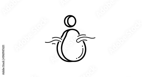 Minimalist line art icon representing a human figure with an enlarged midsection symbolizing