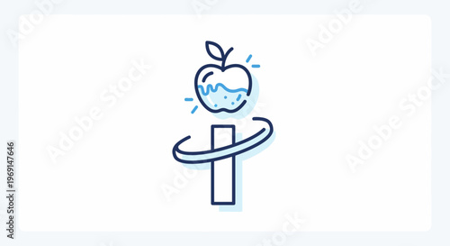 Modern artistic representation of a healthy apple promoting wellness and fresh vitality