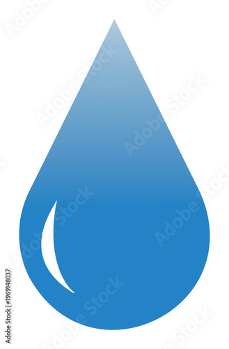 Blue water drop with inner droplet and light gradient for hygiene and purity