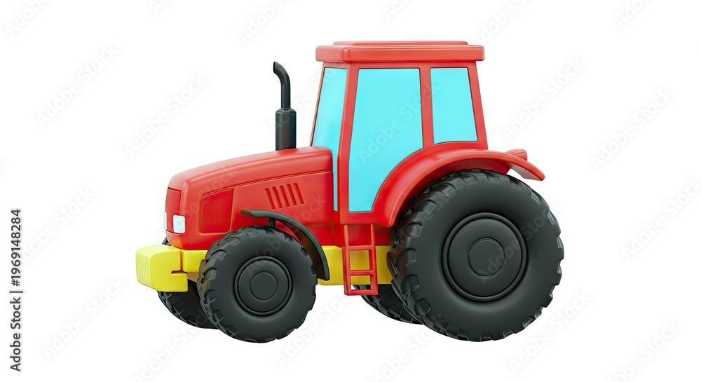 Obraz premium Cartoon Red Tractor