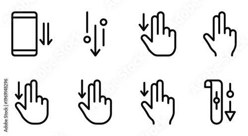 Collection of mobile phone gestures and hand gestures for scrolling swiping and multi touch interactions