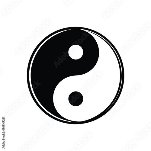 Black and white Yin Yang symbol with a contrasting dot in each half