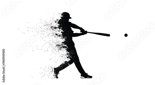 Dynamic vector graphic illustration of a powerful baseball batter hitting the ball with an explosive energy effect.