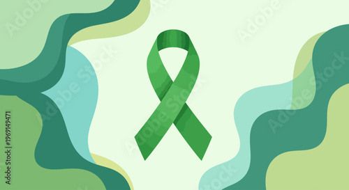 Mental Health Awareness Month Green Ribbon Vector | Support Mental Health Illustration