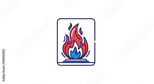 Stylized gas burner flame icon representing energy efficiency and controlled heat output