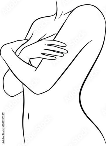 Embracing solitude a delicate line drawing of a woman