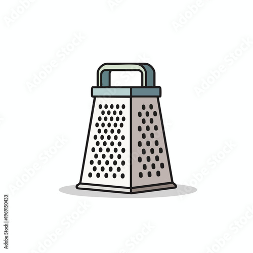 Four-sided box grater with handle and holes on each surface