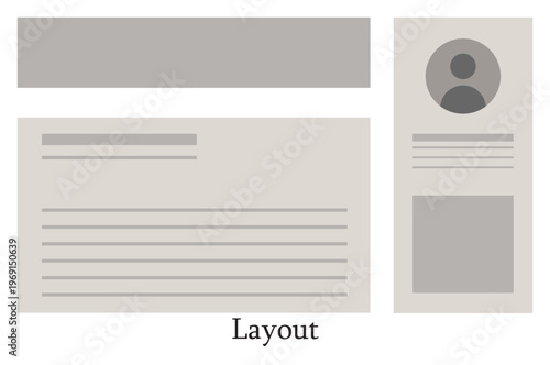 Minimalist layout wireframe template showing content blocks for website design and user interface