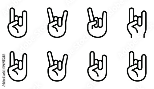 Rock n roll hand gesture set isolated on white background cool gesture collection vector