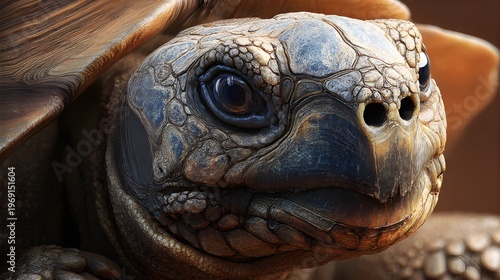 Closeup of turtle head with detailed skin texture