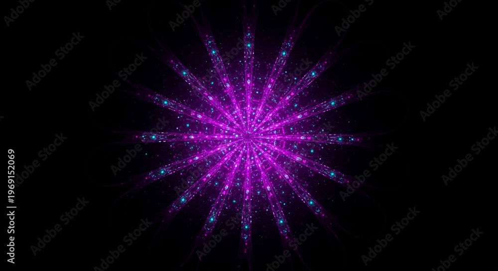Fototapeta premium Glowing Purple Starburst Fractal With Blue Accents