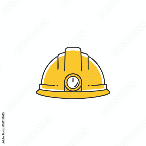 A simple yellow hard hat with a clock face on the front