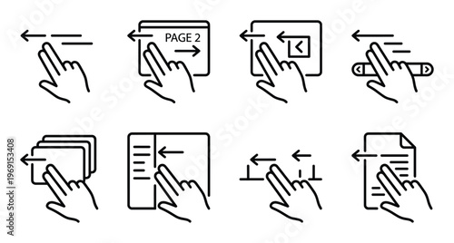 User interface gestures left swipe multi touch gestures page turning and scrolling actions