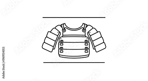 Body Armor Outline Icon Vector Illustration of Protective Gear for Sports and Safety