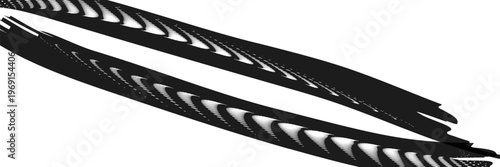 Sketchy of their sinuous strokes crossed half rings. The squiggles of the half-rims rotate along funnel-shaped trajectories in opposite directions. For logos, trademarks. Vector.