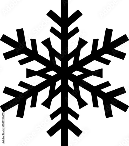 Black snowflake icon, winter symbol, frosty design element, vector graphic