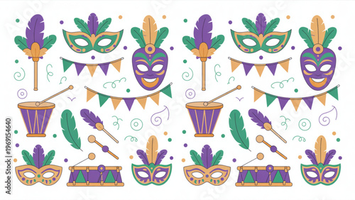 Colorful assortment of mexican dia de los muertos celebration decorations and symbols