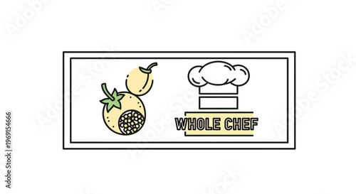 Whole Chef Logo: Chef Hat and Fresh Vegetables Icon for Culinary Business