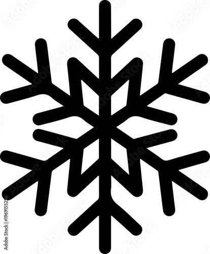 Black snowflake icon, winter symbol, frosty design element, vector graphic
